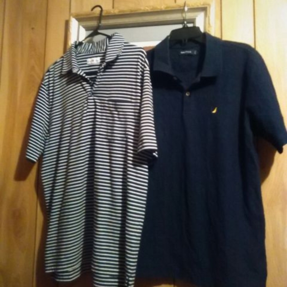 Nautica Men's Striped and Navy Polo Shirts